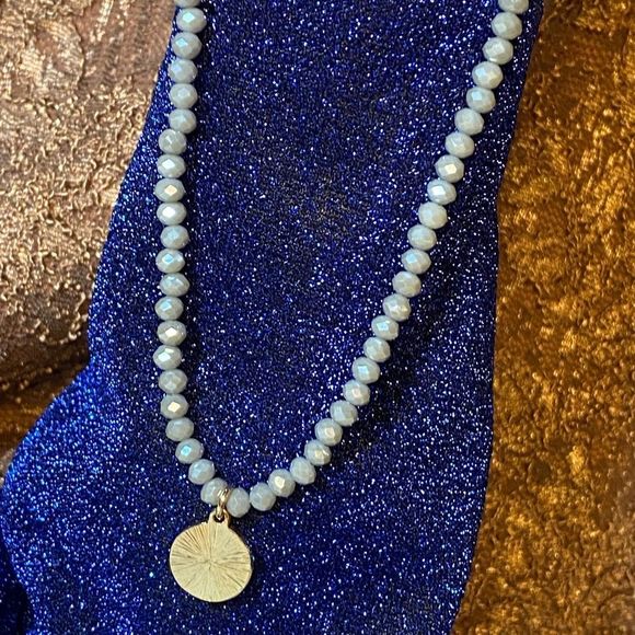 NWT GRAY MICRO PAVED CRYSTALS GRAY GLASS BEAD OUTER SPACE DAINTY DESIGN NECKLACE - Picture 4 of 14